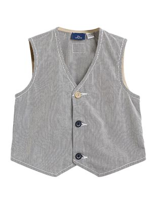 Boys Natural Striped Woven Vest